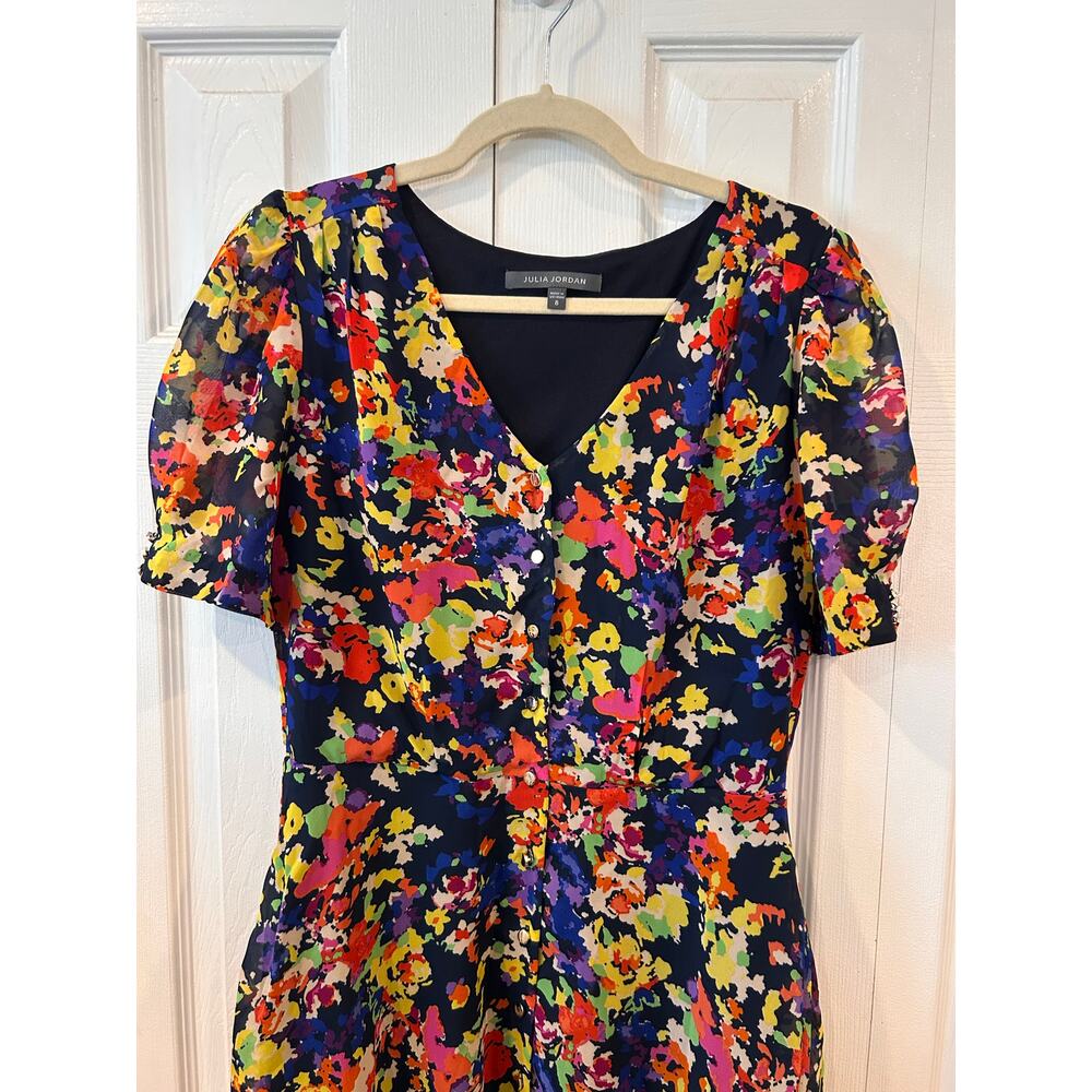 Julia Jordan Short Sleeve V-Neck Button Midi Dress Size 8 - Picture 3 of 10